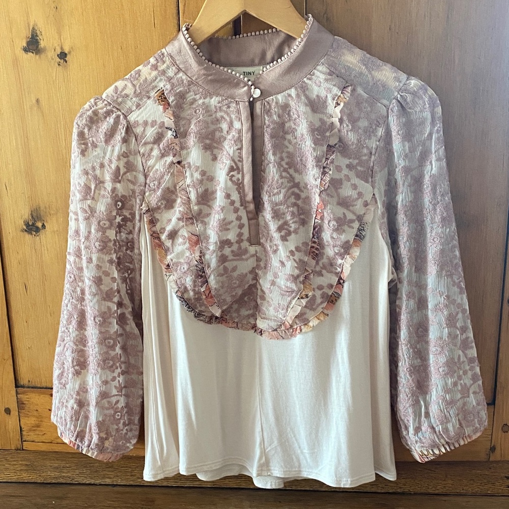Tiny brand Cream and Beige Lace Blouse with Fabric Details